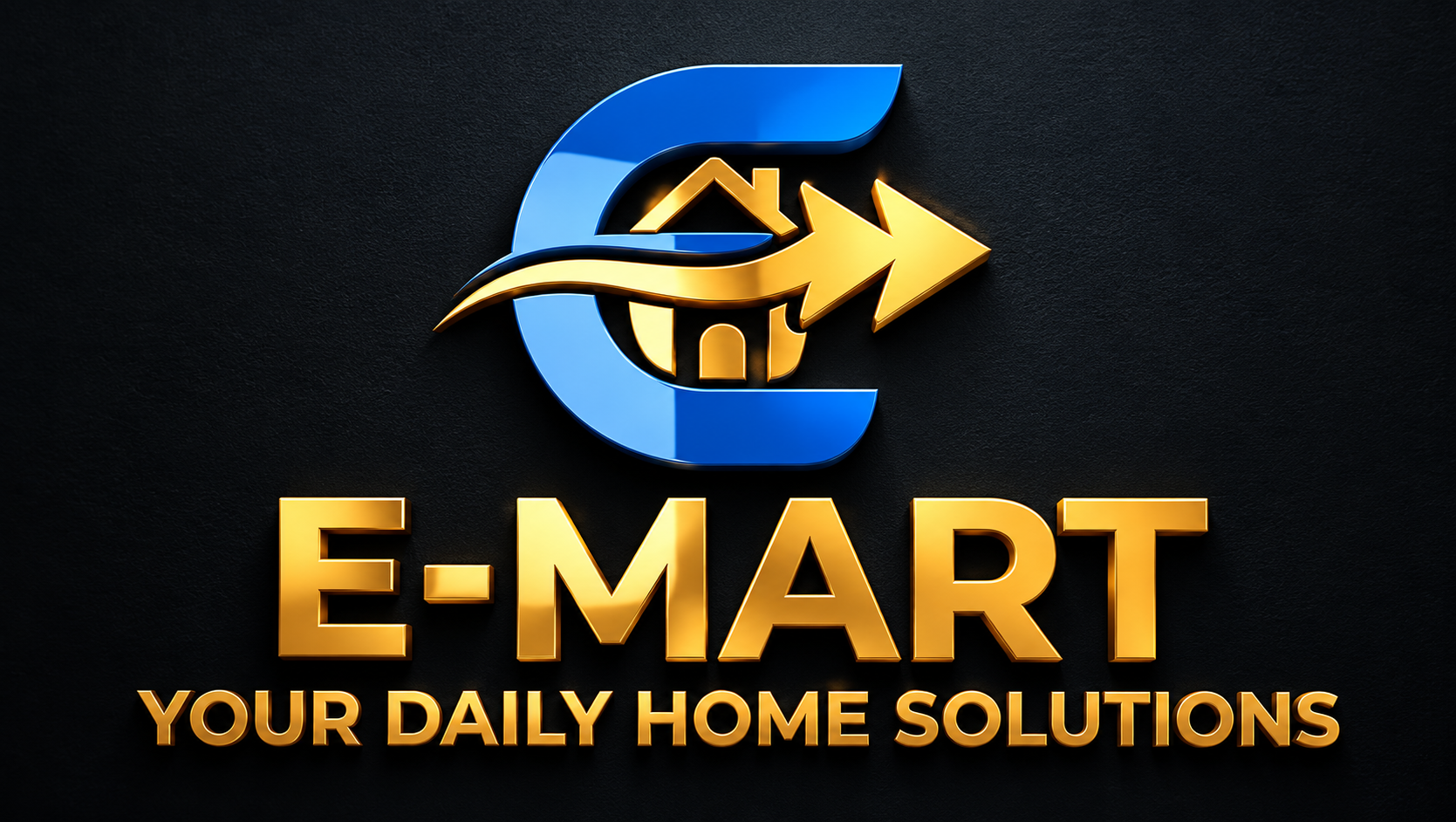 Original E-MART logo in metallic blue and gold — Your Daily Home Solutions